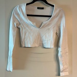 Glassons Cropped V Rib Top / Size: Medium / Color: White